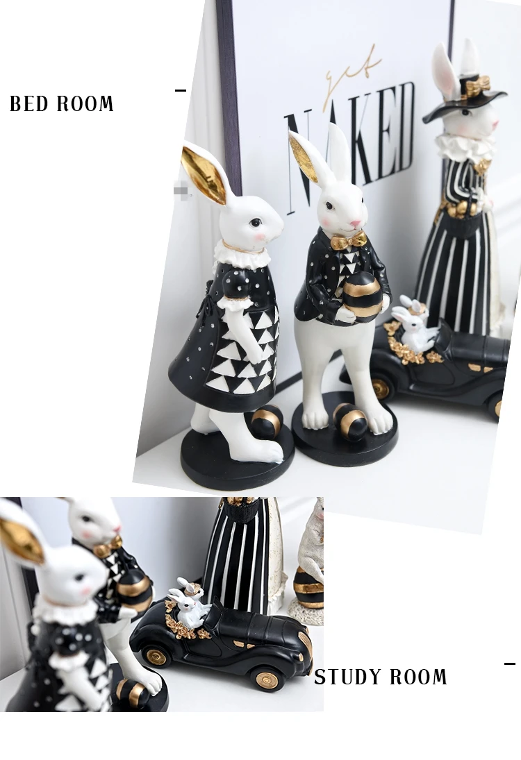 Rabbit Figurine Family Artistic Pastoral Palace Décor for Home, Bedroom, Living Room, Porch - Easter Bunny Resin Crafts Ideal for Kids' Gifts