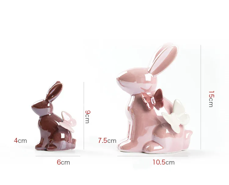 Adorable Rabbit Figurine Ceramic Home Decor Accent with Butterfly Details - Perfect Aesthetic Ornament for Kawaii Room Decor and Ideal Christmas Gift Accessory