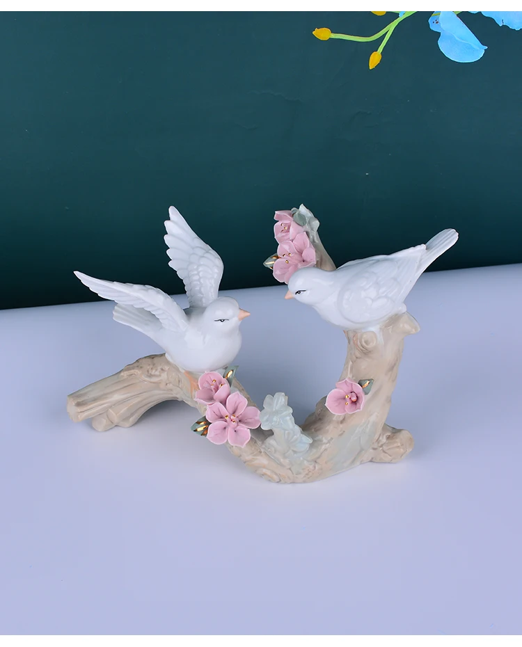 Ceramic Hummingbird Figurines Charming Home Decor and Gift Accessories Featuring Delicate Flower Birds