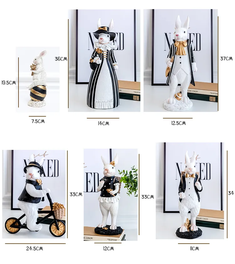 Rabbit Figurine Family Artistic Pastoral Palace Décor for Home, Bedroom, Living Room, Porch - Easter Bunny Resin Crafts Ideal for Kids' Gifts