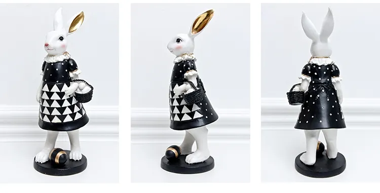 Rabbit Figurine Family Artistic Pastoral Palace Décor for Home, Bedroom, Living Room, Porch - Easter Bunny Resin Crafts Ideal for Kids' Gifts