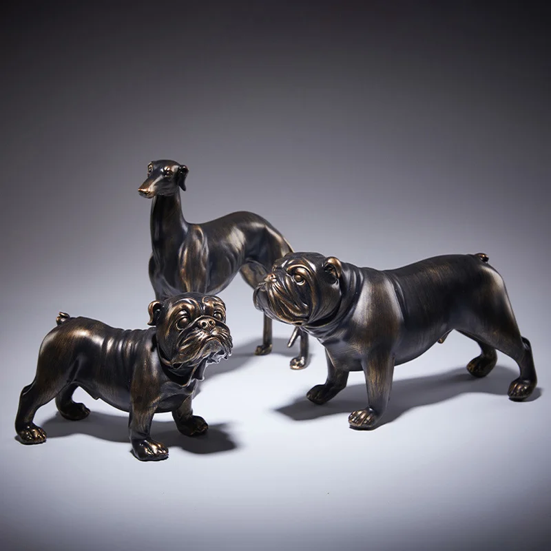 Antique Copper French Bulldog Figurine Elegant Dog Statue for Home, Office, or Living Room Decor and Gifts