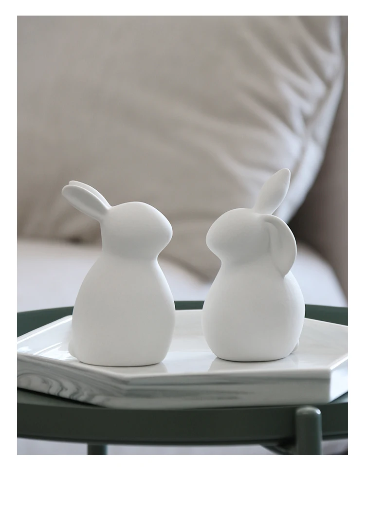 Charming Rabbit Figurines Adorable Ceramic Sculptures for Easter, Nordic Home Decor, and Garden Ornaments