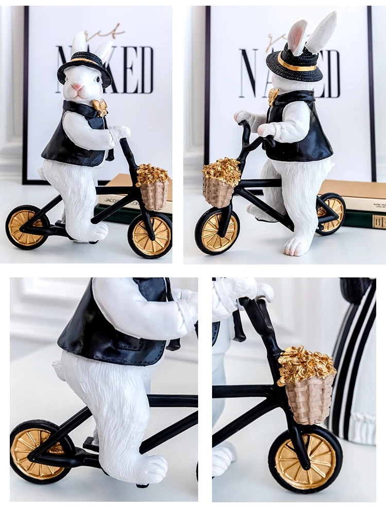 Rabbit Figurine Family Artistic Pastoral Palace Décor for Home, Bedroom, Living Room, Porch - Easter Bunny Resin Crafts Ideal for Kids' Gifts
