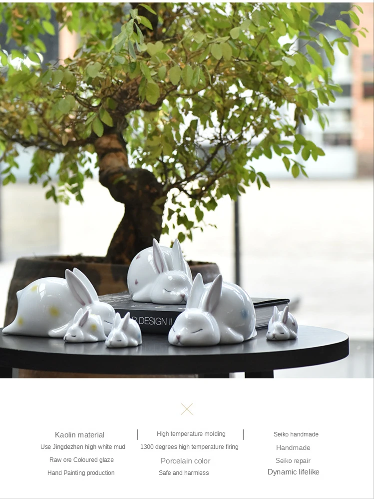 Chic Rabbit Figurine Modern Ceramic Ornament for Home Decor, Bedroom, Study, Wedding Gifts, Desk, and Kawaii Accessories