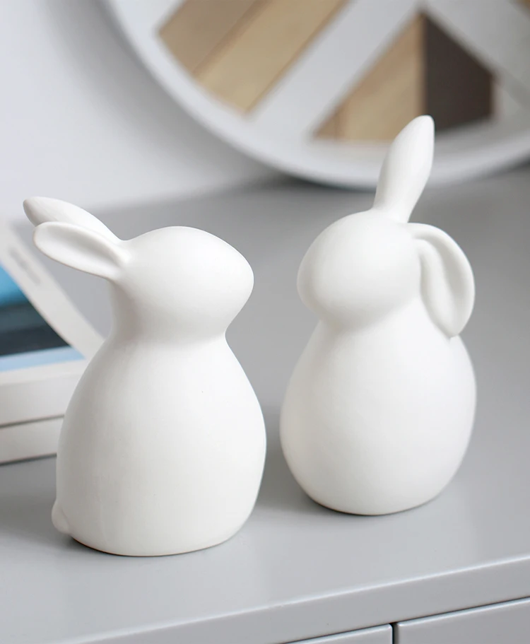 Charming Rabbit Figurines Adorable Ceramic Sculptures for Easter, Nordic Home Decor, and Garden Ornaments