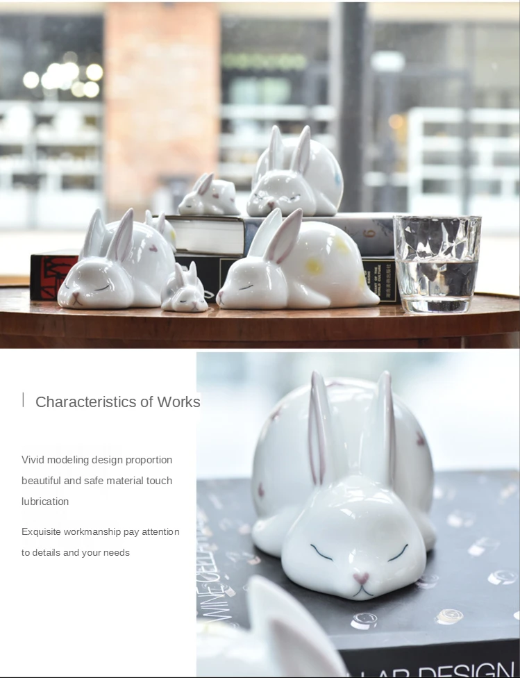 Chic Rabbit Figurine Modern Ceramic Ornament for Home Decor, Bedroom, Study, Wedding Gifts, Desk, and Kawaii Accessories