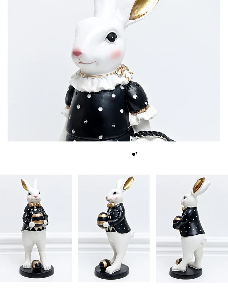 Rabbit Figurine Family Artistic Pastoral Palace Décor for Home, Bedroom, Living Room, Porch - Easter Bunny Resin Crafts Ideal for Kids' Gifts