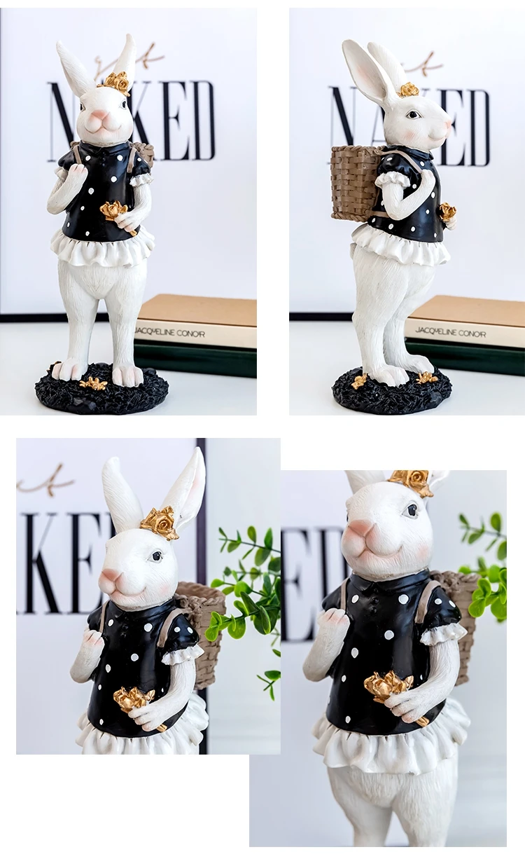 Rabbit Figurine Family Artistic Pastoral Palace Décor for Home, Bedroom, Living Room, Porch - Easter Bunny Resin Crafts Ideal for Kids' Gifts