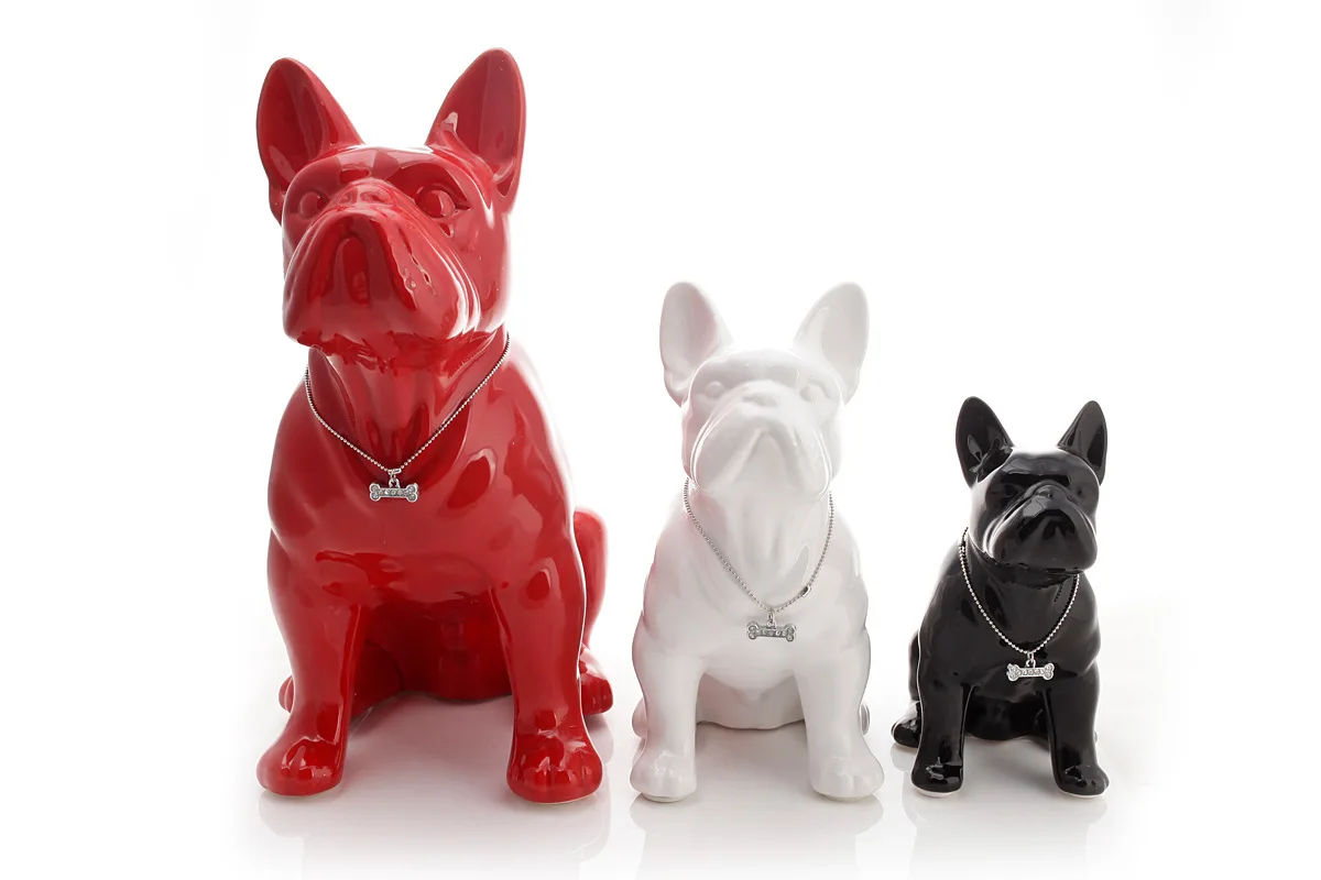 Nordic-Inspired French Bulldog Dog Statue Exquisite Resin Craftsmanship for Home Decor, a Distinctive Animal Ornament and Living Room Sculpture
