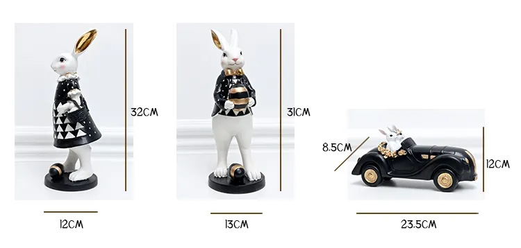 Rabbit Figurine Family Artistic Pastoral Palace Décor for Home, Bedroom, Living Room, Porch - Easter Bunny Resin Crafts Ideal for Kids' Gifts