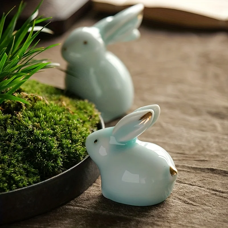Ceramic Rabbit Figurines Charming Easter and Home Décor Gifts - Porcelain Art for Modern Homes, Weddings, and Crafts