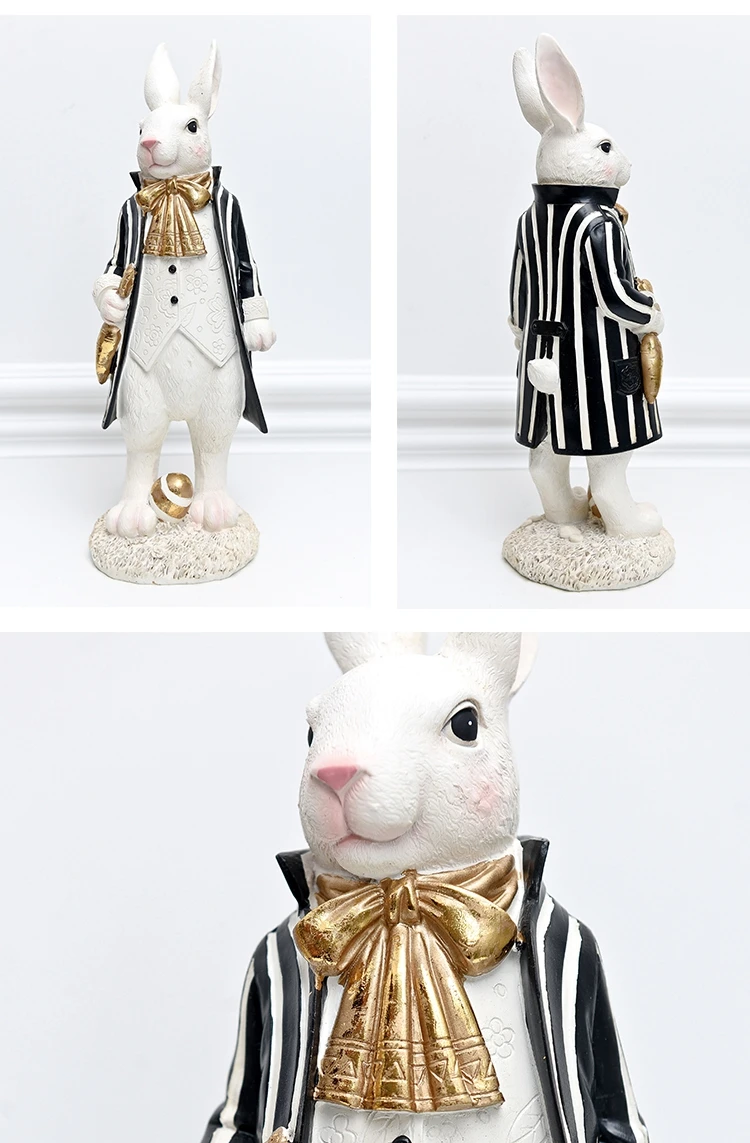 Rabbit Figurine Family Artistic Pastoral Palace Décor for Home, Bedroom, Living Room, Porch - Easter Bunny Resin Crafts Ideal for Kids' Gifts