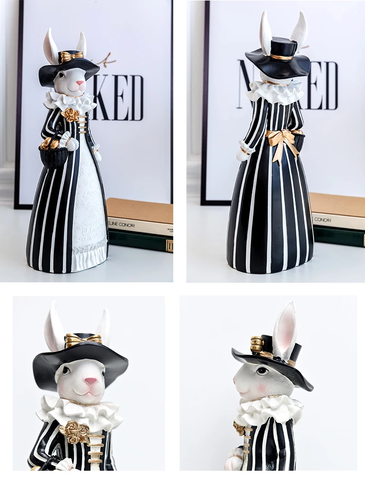 Rabbit Figurine Family Artistic Pastoral Palace Décor for Home, Bedroom, Living Room, Porch - Easter Bunny Resin Crafts Ideal for Kids' Gifts