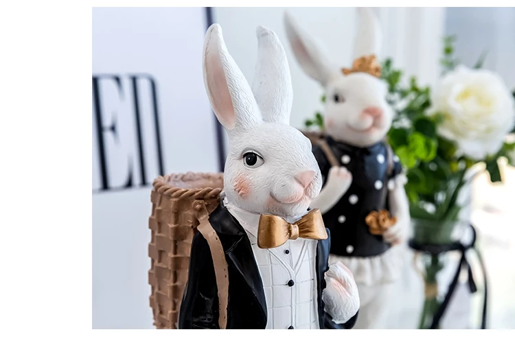 Rabbit Figurine Family Artistic Pastoral Palace Décor for Home, Bedroom, Living Room, Porch - Easter Bunny Resin Crafts Ideal for Kids' Gifts