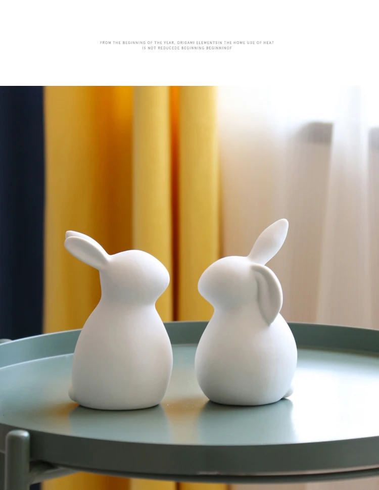 Charming Rabbit Figurines Adorable Ceramic Sculptures for Easter, Nordic Home Decor, and Garden Ornaments