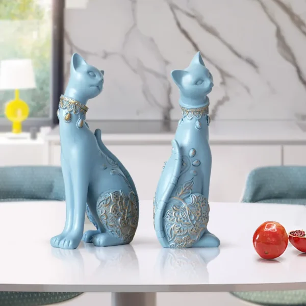 Charming Pair of Cat Ornaments European Creative Wedding Gift and Home Decor Sculpture Set - Image 6
