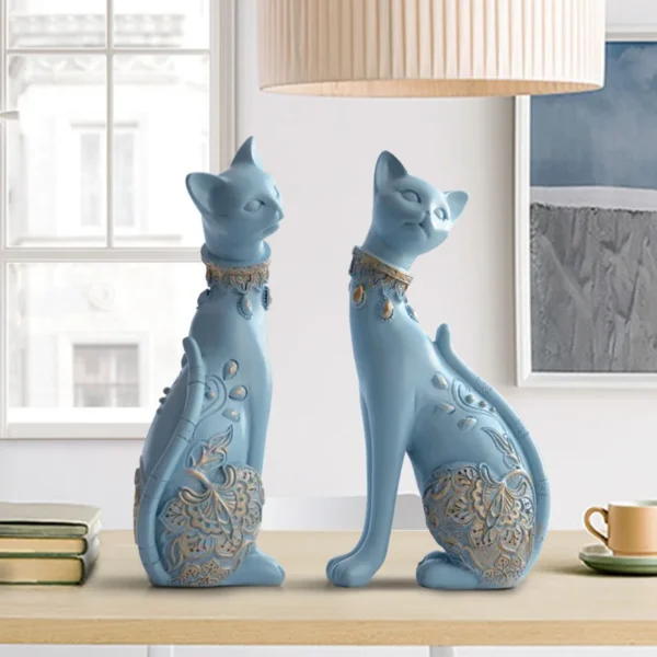 Charming Pair of Cat Ornaments European Creative Wedding Gift and Home Decor Sculpture Set