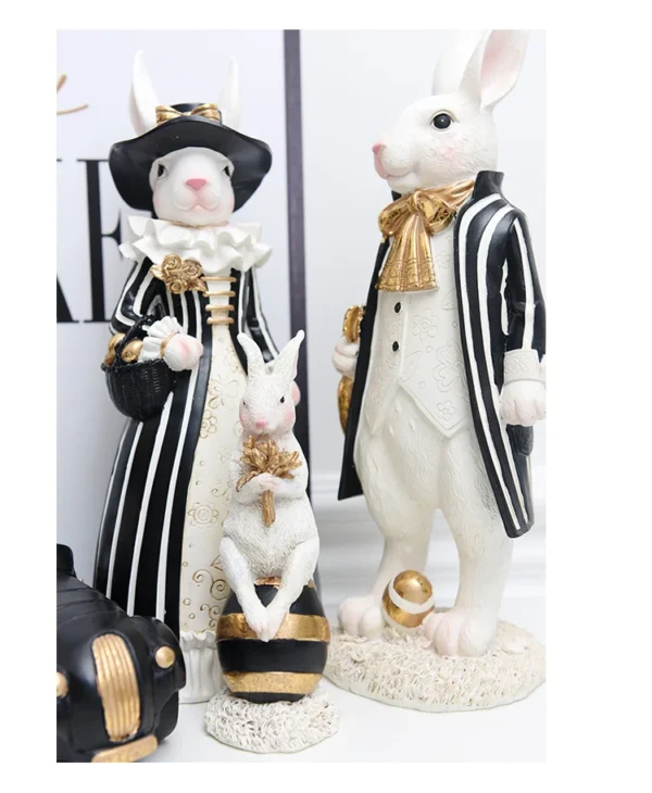 Rabbit Figurine Family Artistic Pastoral Palace Décor for Home, Bedroom, Living Room, Porch - Easter Bunny Resin Crafts Ideal for Kids' Gifts - Image 6