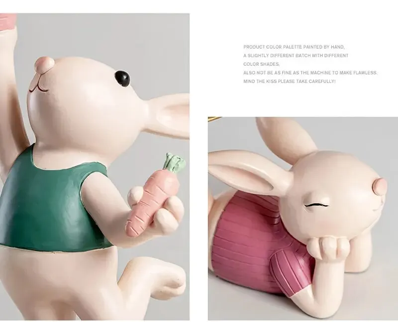 Nordic Creative Rabbit Figurine Tray Adorable Living Room and Entrance Décor for Stylish Key Storage - Perfect Housewarming and New Home Gifts