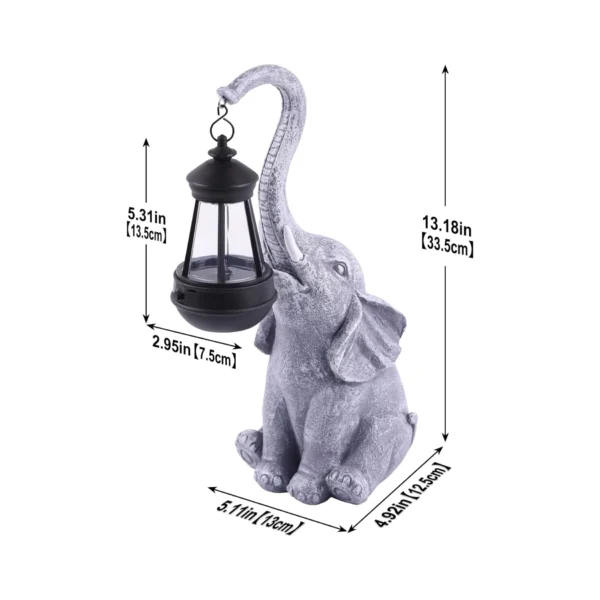 Solar-Powered 15-Inch White Elephant Yard Statue: Charming Garden Decor and Thoughtful Birthday Gift for Mom's Outdoor Spaces, Featuring Elephant Ornaments - Image 4