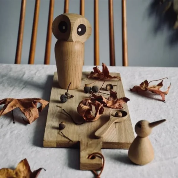 Modern Miniature Figurine Exquisite 1PC Wood Owl Sculpture - A Creative Home Decoration Accessory and Thoughtful Gift - Image 3