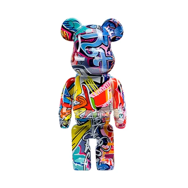 27cm Graffiti Bear Statue Figurine Home Decoration Animal Sculpture Money Jar Modern Room Table Decor Art Ornament