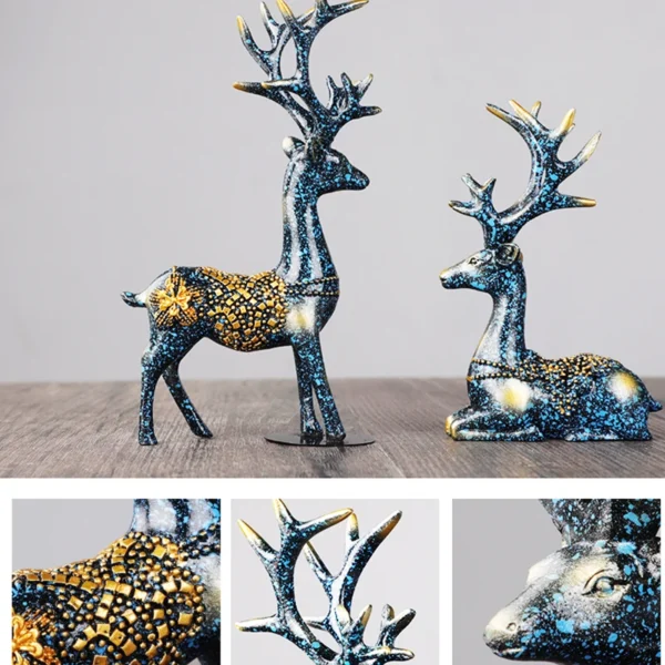 2-Piece Personalized and Creative Deer Ornaments for Auto Interior Decoration and Indoor Tabletop Beautification