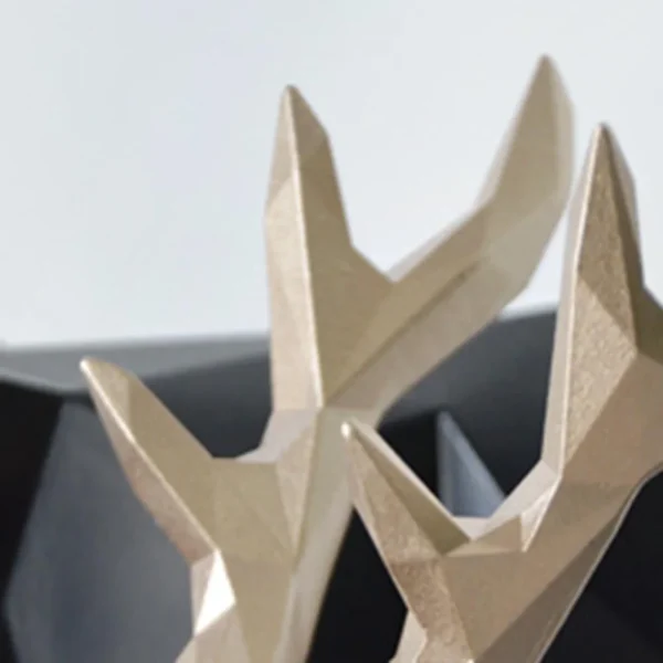 Pair of Geometric Deer Statues Elegant Resin Sculptures for Home Decor, Living Room Accent, or Thoughtful Christmas Gift - Image 4