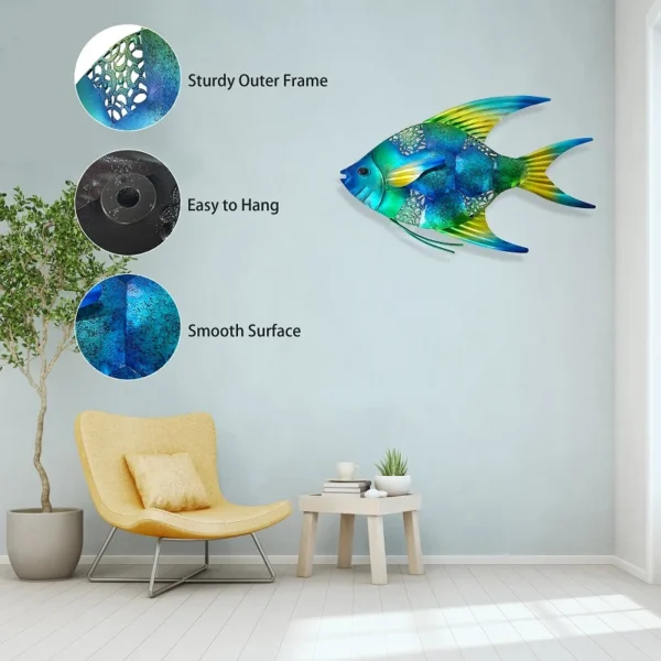 2Pcs Metal Fish Ornaments Stunning Wall Art for Indoor and Outdoor Spaces, Perfect for Poolside, Patio, Living Room, and Bathroom - Image 6