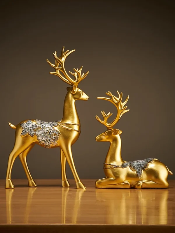 2p Deer Statue Decoration for Porch and Living Room TV Cabinet, Small Furniture, and Housewarming Gift - Image 2