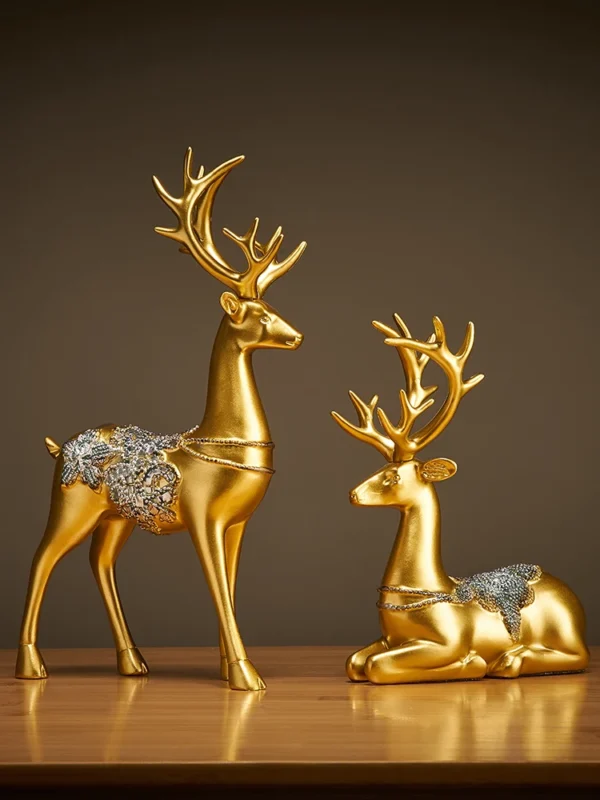 2p Deer Statue Decoration for Porch and Living Room TV Cabinet, Small Furniture, and Housewarming Gift - Image 3