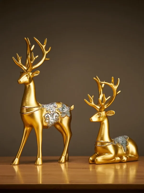 2p Deer Statue Decoration for Porch and Living Room TV Cabinet, Small Furniture, and Housewarming Gift - Image 4