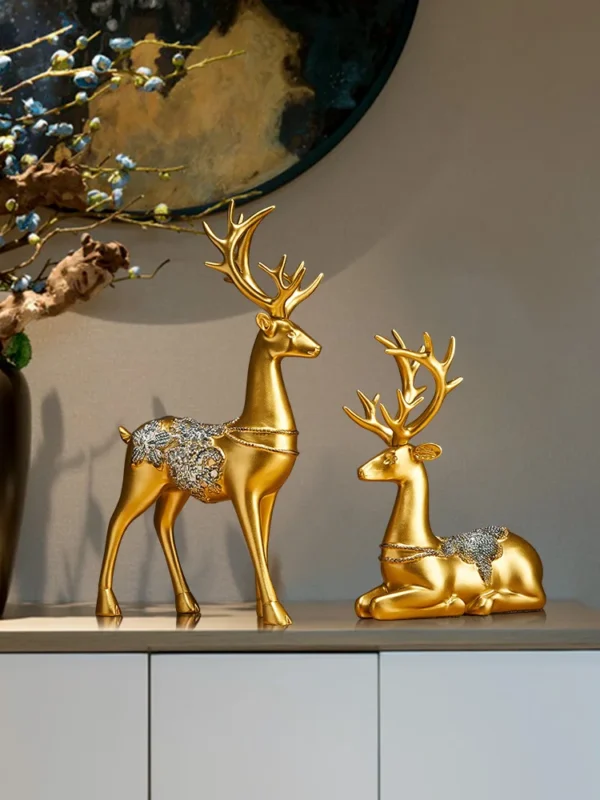 2p Deer Statue Decoration for Porch and Living Room TV Cabinet, Small Furniture, and Housewarming Gift - Image 5