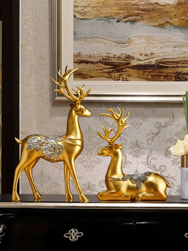 2p Deer Statue Decoration for Porch and Living Room TV Cabinet, Small Furniture, and Housewarming Gift