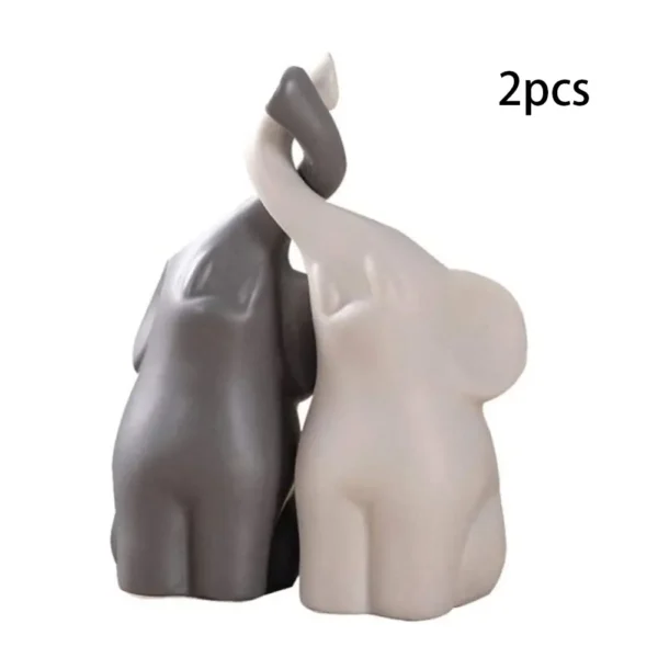 Exquisite Pair of Ceramic Elephant Ornaments: Artistic Miniatures for Living Room Decor and Crafts - Image 3