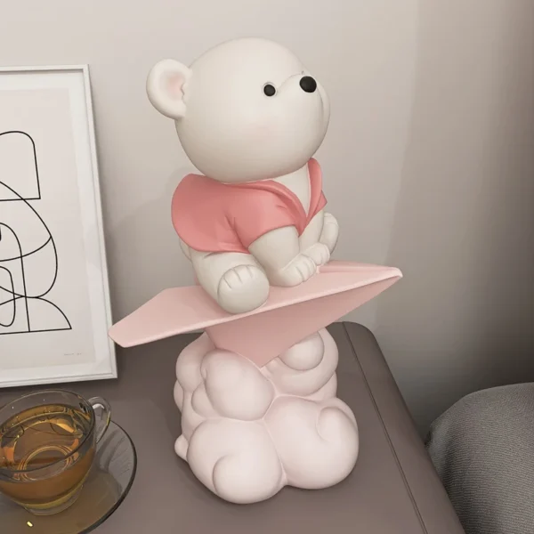 Creative Paper Plane Bear Statue Figures Cute Cartoon Resin Sculptures, Perfect Gift For Friend, Kids' Birthday Present, and Home Decoration Statuettes - Image 2