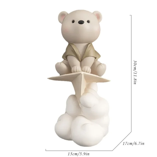 Creative Paper Plane Bear Statue Figures Cute Cartoon Resin Sculptures, Perfect Gift For Friend, Kids' Birthday Present, and Home Decoration Statuettes - Image 5
