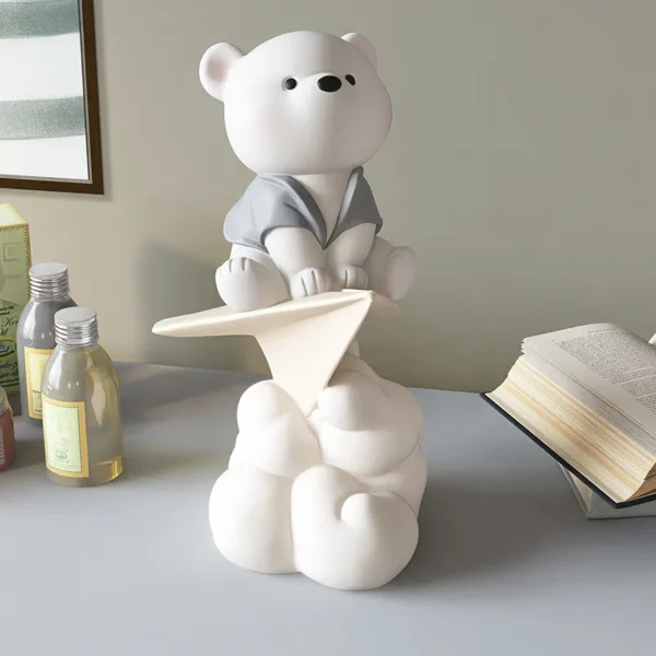 Creative Paper Plane Bear Statue Figures Cute Cartoon Resin Sculptures, Perfect Gift For Friend, Kids' Birthday Present, and Home Decoration Statuettes