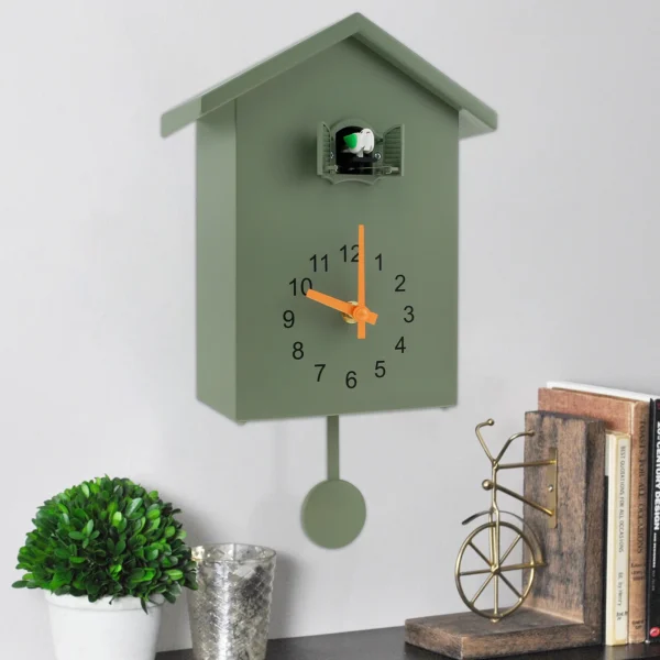 Battery-Powered Cuckoo Wall Clock Pendulum and Delicate Bird Sound for Living Room Decor - Image 2