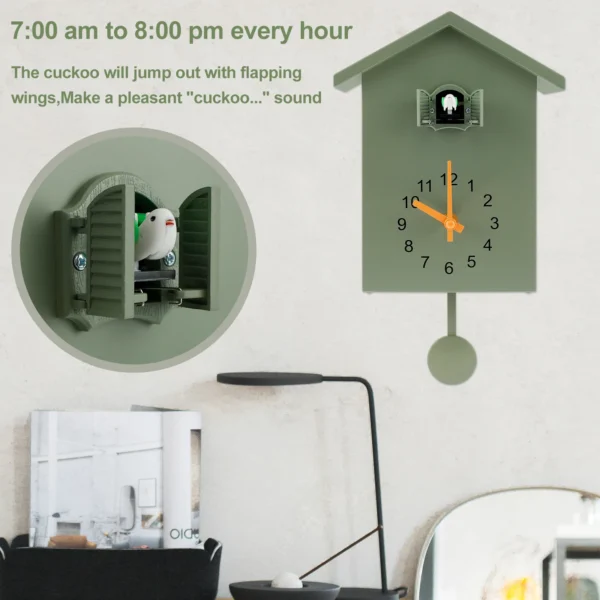 Battery-Powered Cuckoo Wall Clock Pendulum and Delicate Bird Sound for Living Room Decor - Image 3