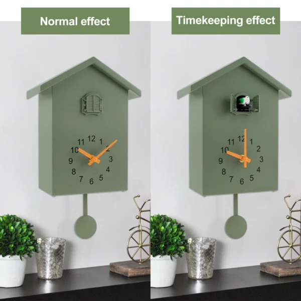 Battery-Powered Cuckoo Wall Clock Pendulum and Delicate Bird Sound for Living Room Decor - Image 4