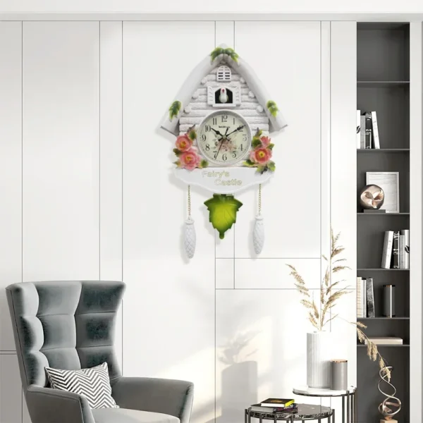 Nordic Cuckoo Wall Clock Birdhouse - Charming Timekeeping Décor for Kids' Home and Living Spaces - Image 2