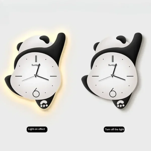 Adorable Panda Family Cartoon Wall Clocks for Children's Bedrooms - Silent & Punch-Free Decor - Image 3