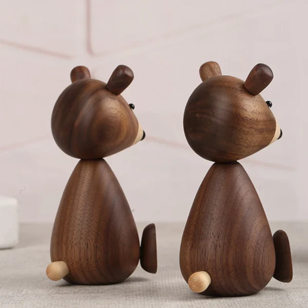 Nordic Design Wooden Brown Bear Statue Home Decor Figurines - High Quality Room Decor Gifts/Crafts/Family Toys - Image 3
