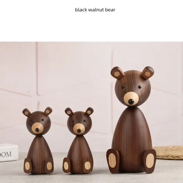 Nordic Design Wooden Brown Bear Statue Home Decor Figurines - High Quality Room Decor Gifts/Crafts/Family Toys - Image 4
