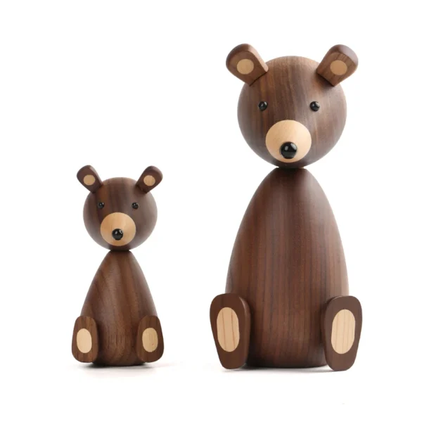 Nordic Design Wooden Brown Bear Statue Home Decor Figurines - High Quality Room Decor Gifts/Crafts/Family Toys - Image 6