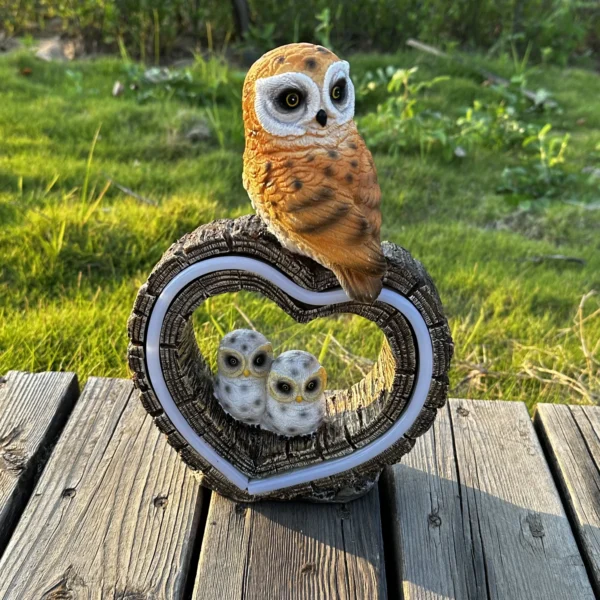 Illuminate Your Garden with Enchanting Owl Light: Solar-Powered Resin Owl Love Decor, Perfect for Outdoor Landscape Decorations and Animal Ornaments - Image 2