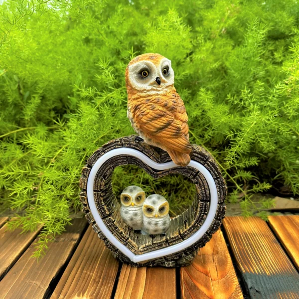 Illuminate Your Garden with Enchanting Owl Light: Solar-Powered Resin Owl Love Decor, Perfect for Outdoor Landscape Decorations and Animal Ornaments - Image 3