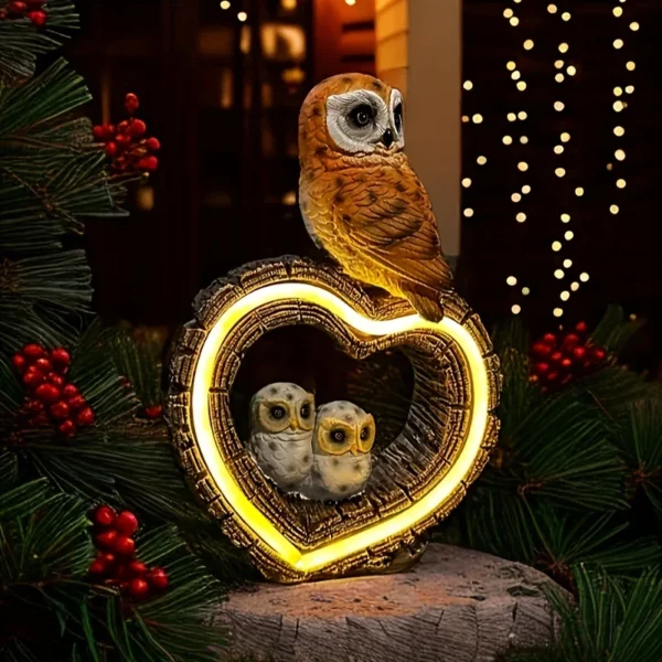 Illuminate Your Garden with Enchanting Owl Light: Solar-Powered Resin Owl Love Decor, Perfect for Outdoor Landscape Decorations and Animal Ornaments - Image 5